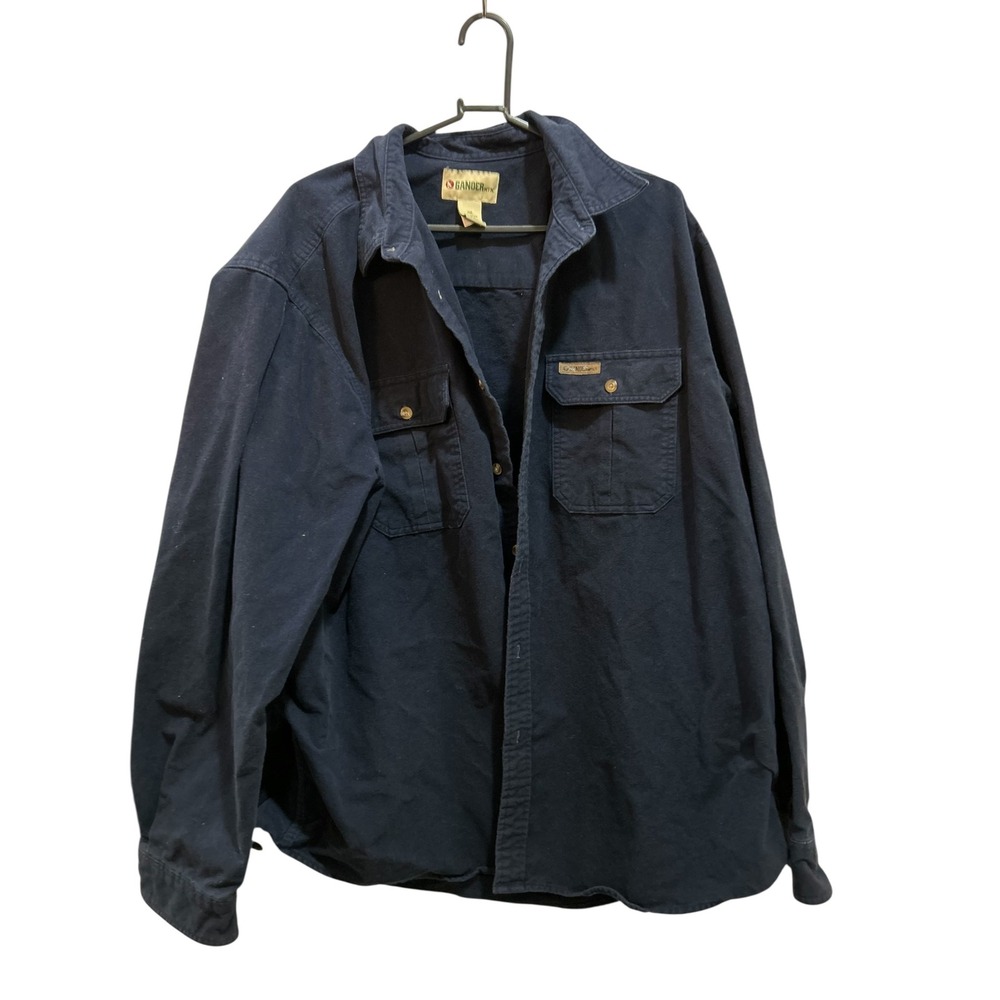 Gander Mountain Mens 2XL Navy Blue 100% Cotton‎ Long Sleeve Button Down Shirt